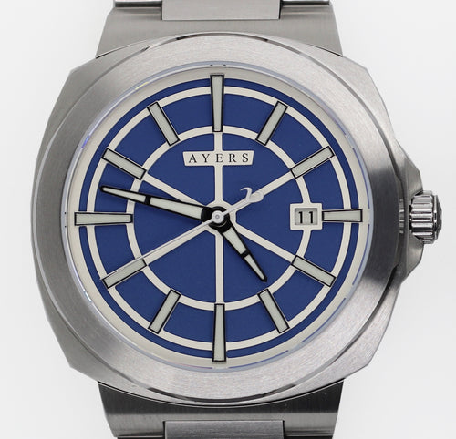 The Metropolitan MT-01 Blue Dial. Ayers Watches. Full lume, Automatic watch